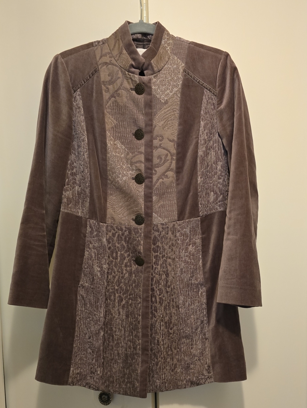Chico's Velvety Panel Duster Jacket in Taupe